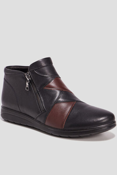 Bottines en cuir noir femme