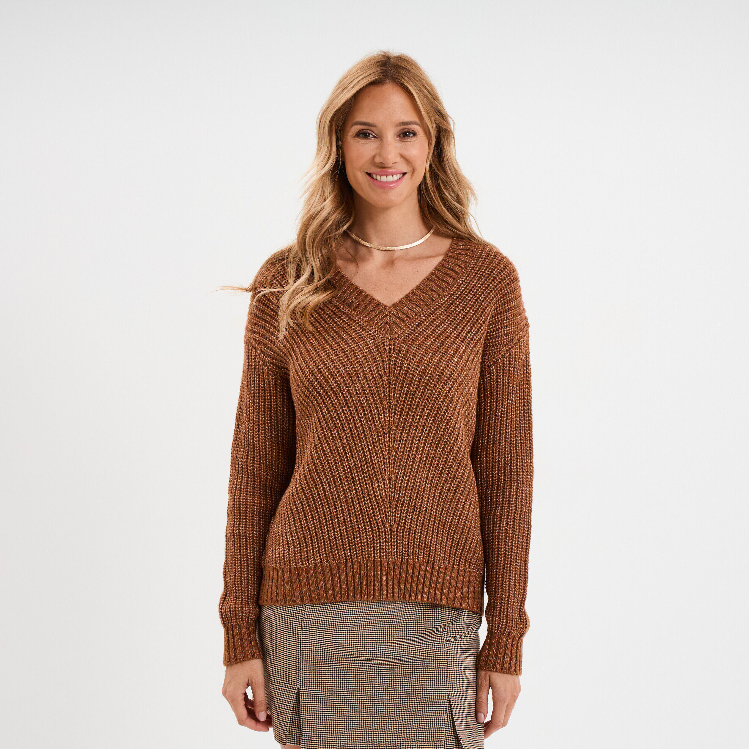 Pull col en V camel femme CREEKS