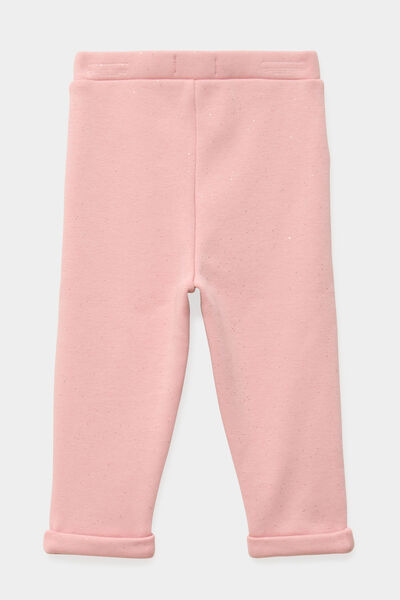 Legging molletonn&eacute; &agrave; paillettes rose poudr&eacute;e b&eacute;b&eacute; fille