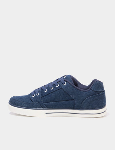 Tennis basses en toile &agrave; lacets bleu marine homme