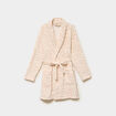 Peignoir court effet velours ceintur&eacute; rose femme