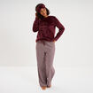 Ensemble pyjama effet polaire 3 pi&egrave;ces bordeaux femme