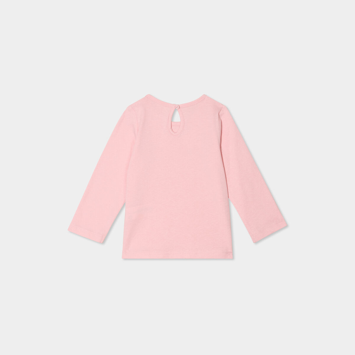 T-shirt manches longues coton rose clair bébé fille