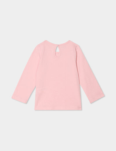 T-shirt manches longues coton rose clair bébé fille