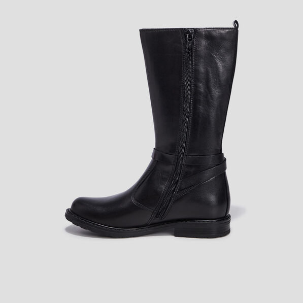 Bottes en cuir noir fille