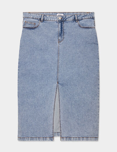 Jupe fendue en jean trapèze denim triple stone femme grande taille
