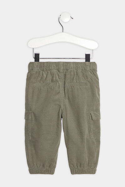 Pantalon battle velours vert kaki bébé garçon