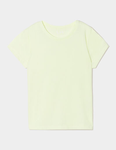 T-shirt manches courtes jaune fluo fille