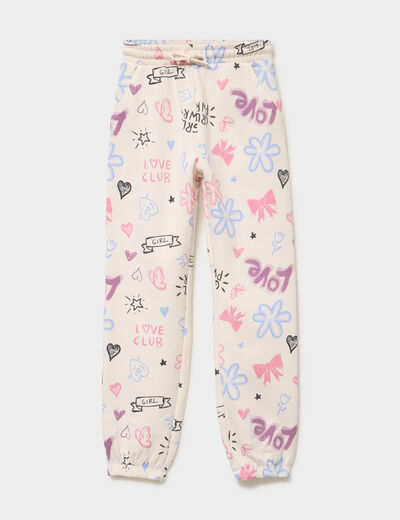 Pantalon de jogging molleton beige fille