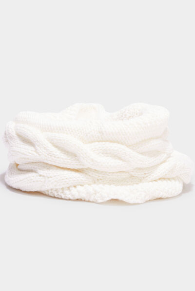 Snood avec torsades ivoire femme