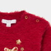 Pull de No&euml;l effet duveteux &agrave; sequins rouge fonc&eacute; b&eacute;b&eacute; fille