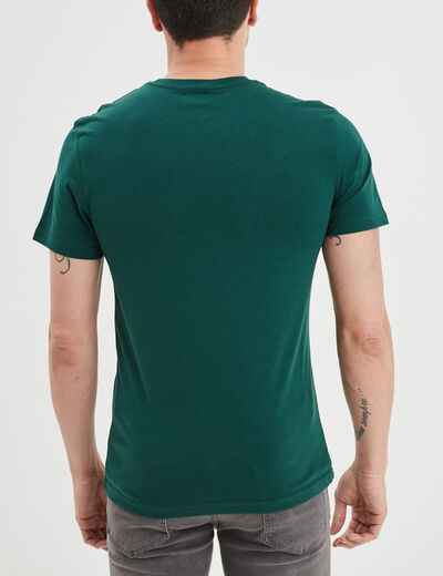 T-shirt droit en coton manches courtes vert fonc&eacute; homme