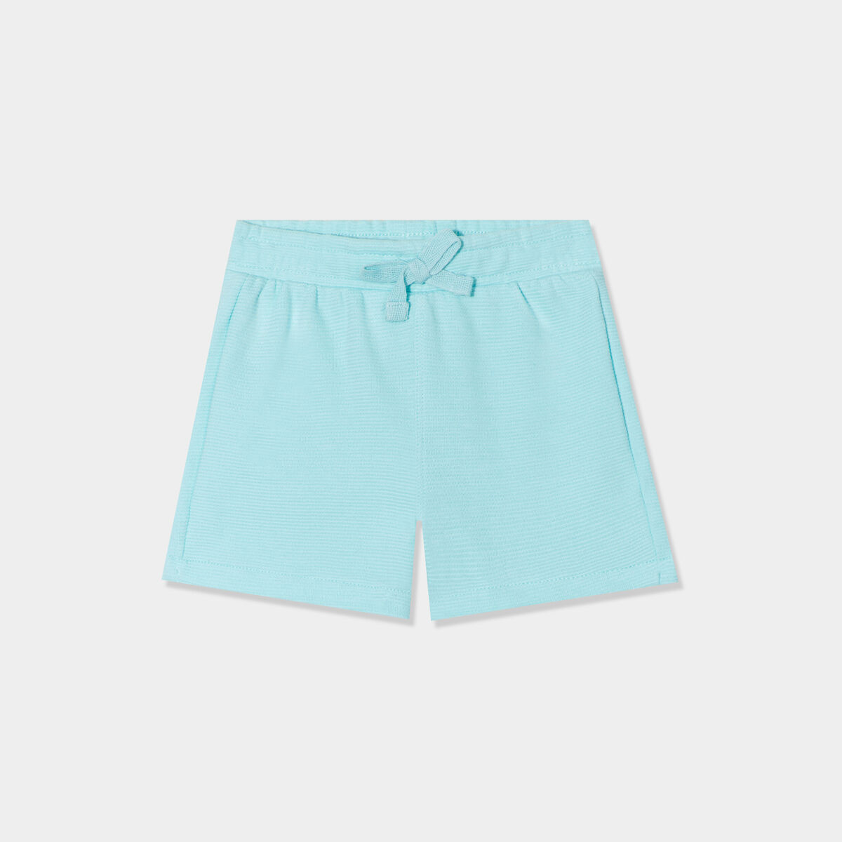 Short avec noeud taille élastiquée coton bleu turquoise bébé garçon