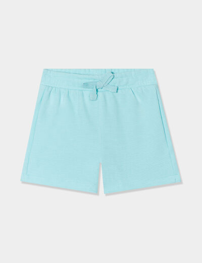 Short avec noeud taille élastiquée coton bleu turquoise bébé garçon