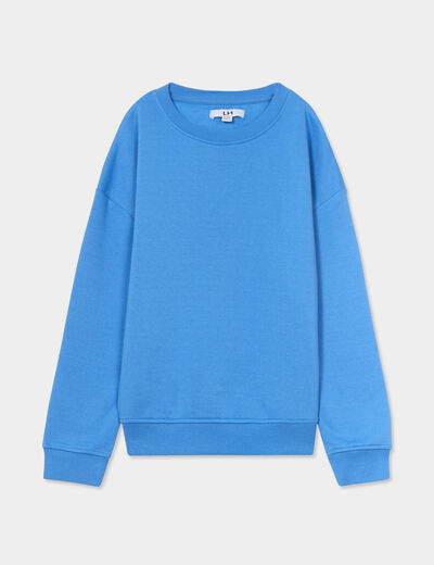 Sweat oversize manches longues col rond bleu lavande garçon