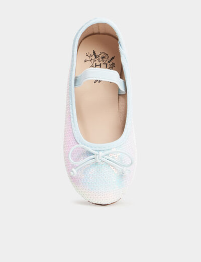 Ballerines sequins réversibles bleu ciel fille