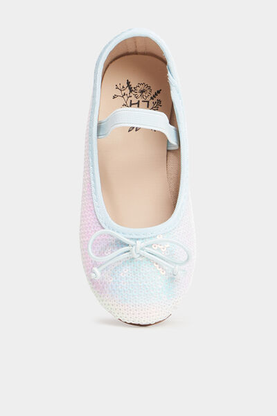 Ballerines sequins r&eacute;versibles bleu ciel fille