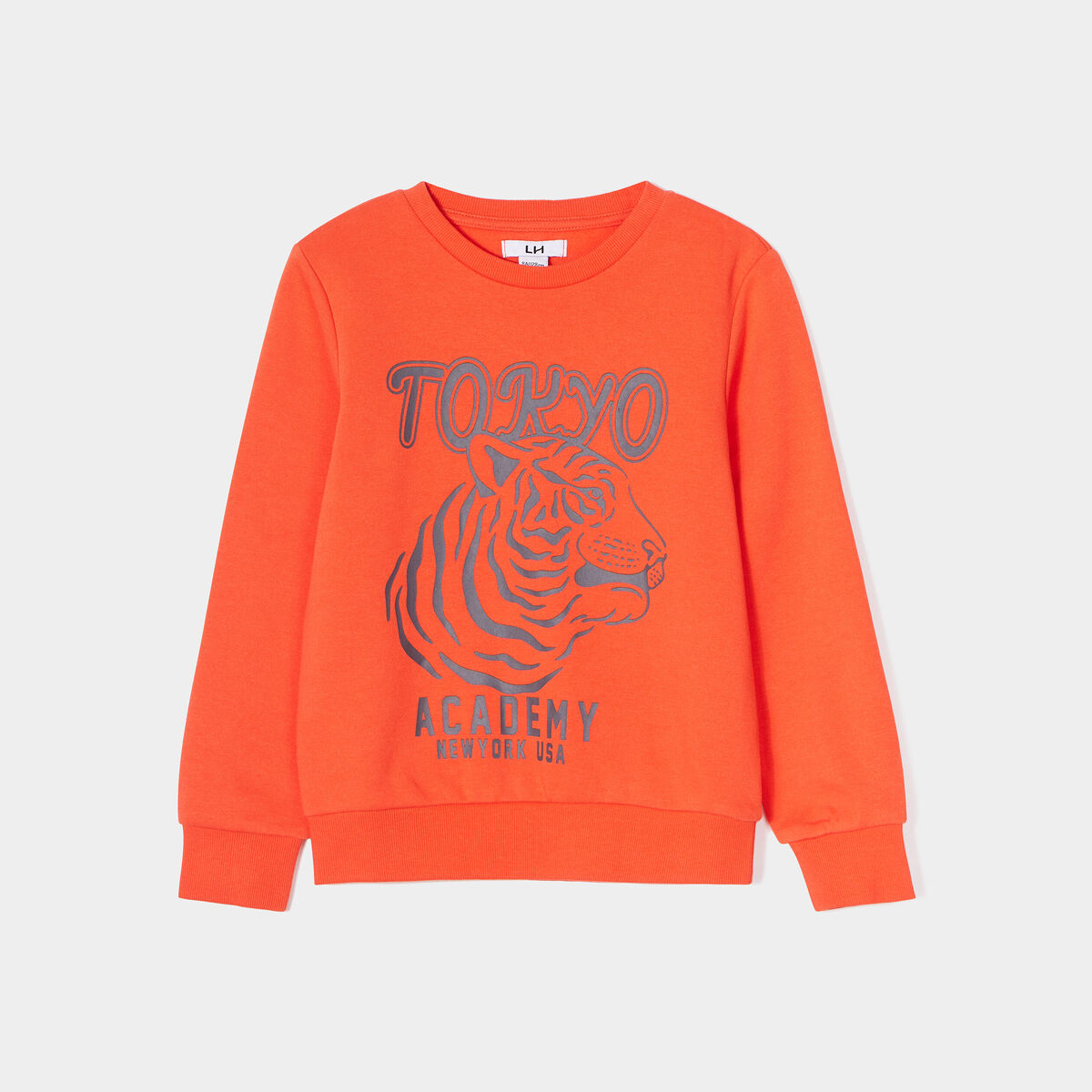 Sweat col rond manches longues orange garçon