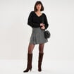 Jupe courte pliss&eacute;e &agrave; boucles gris femme