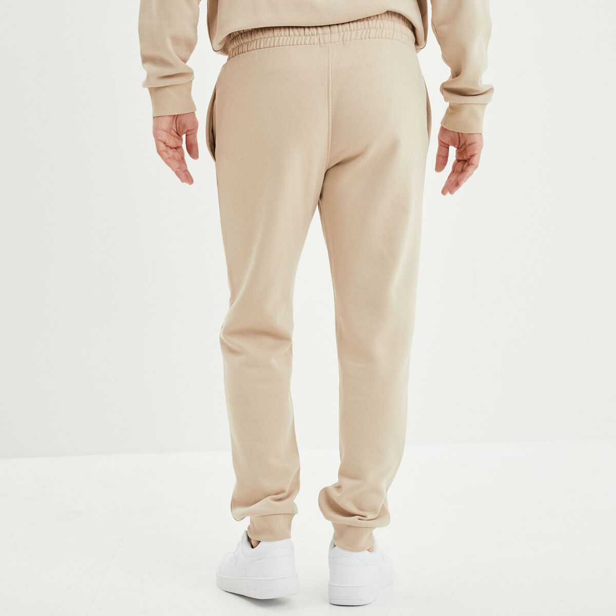 Pantalon jogging droit molleton beige homme