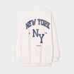 Sweat oversize mi-long col rond Creeks creme femme