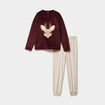Ensemble pyjama pantalon polaire prune femme