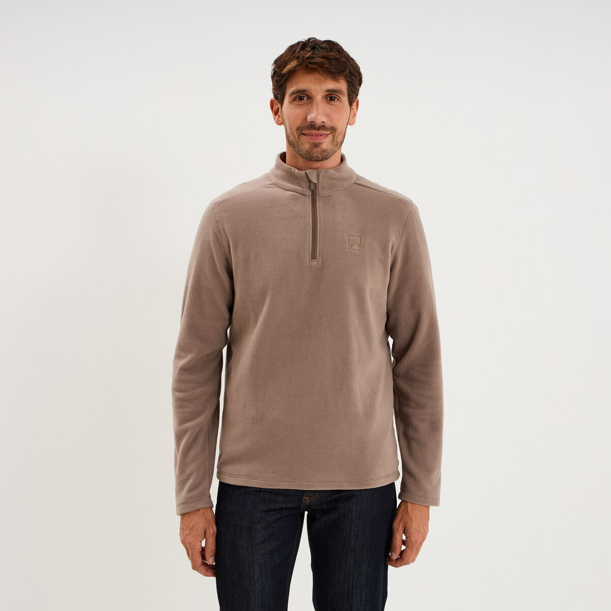 Sweat polaire col camionneur gris homme