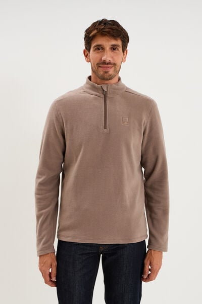 Sweat polaire col camionneur gris homme