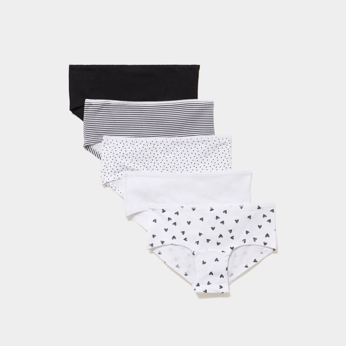 Lot 5 shortys coton majoritaire noir fille