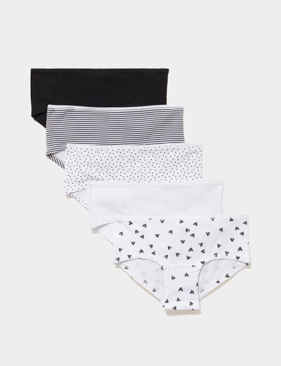 Lot 5 shortys coton majoritaire noir fille