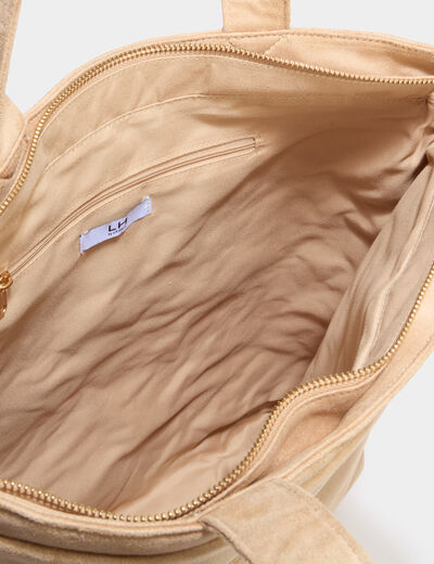 Sac tote bag zipp&eacute; sable femme