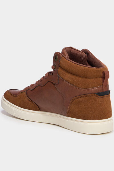 Baskets montantes &agrave; lacets marron homme