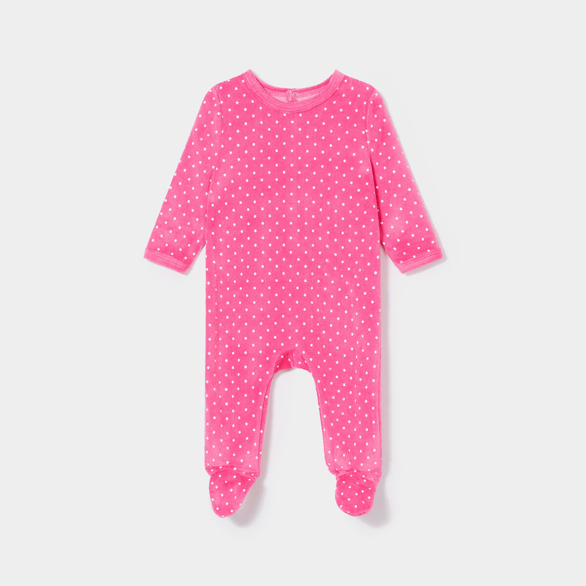 Dors-bien velours manches longues rose fushia bébé fille