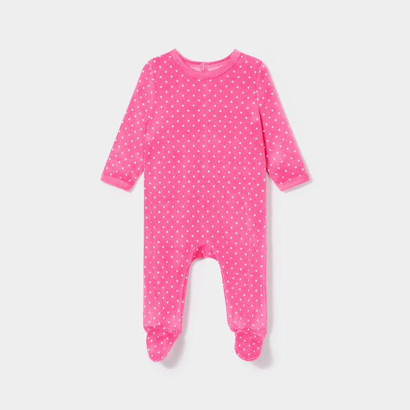 Dors-bien velours manches longues rose fushia bébé fille