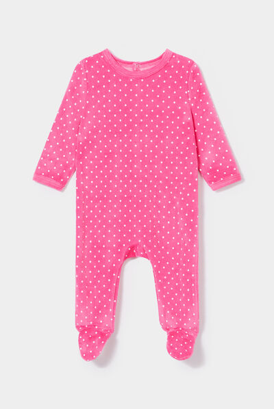 Dors-bien velours manches longues rose fushia bébé fille