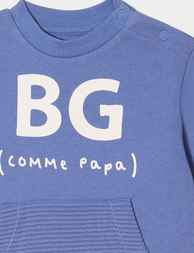 Sweat manches longues avec poche bleu lavande bébé garçon