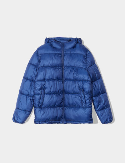 Doudoune doublée zippée à capuche bleu roi homme