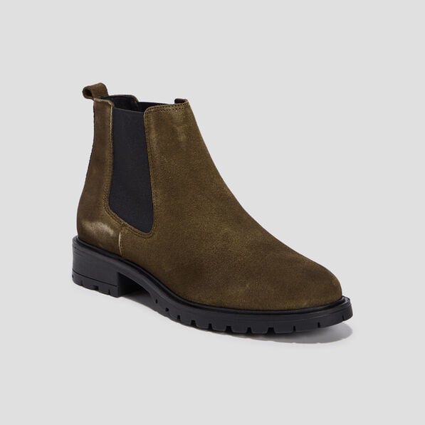 bottines chelsea en cuir vert kaki femme Bottines chelsea en cuir vert kaki femme