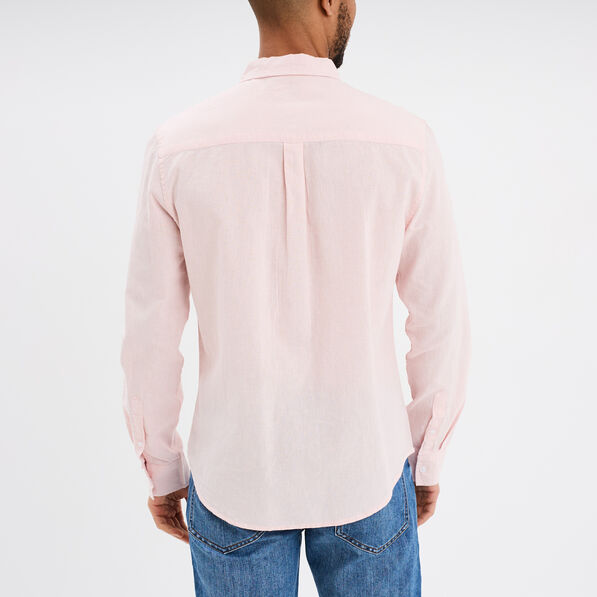 chemise manches longues lin melange rose clair homme Chemise manches longues lin mélangé rose clair homme