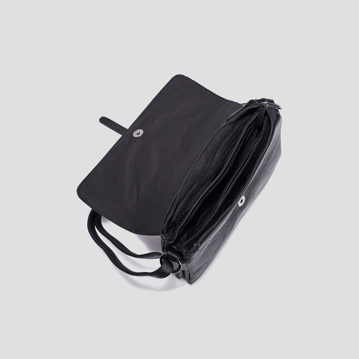 Sac bandoulière à rabat rectangulaire noir femme
