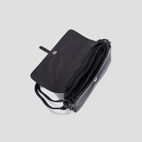 Sac bandoulière à rabat rectangulaire noir femme