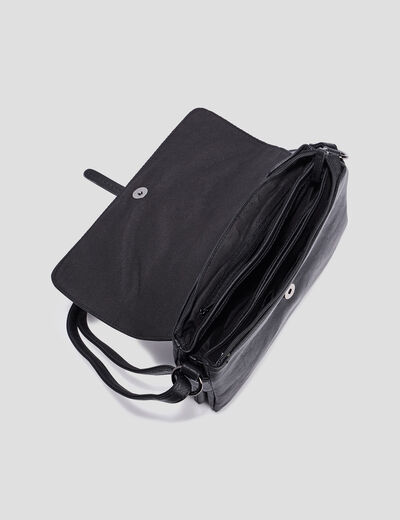 Sac bandoulière à rabat rectangulaire noir femme