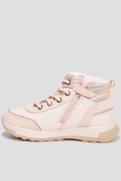 Bottines zippées Kickers Fauna rose fille