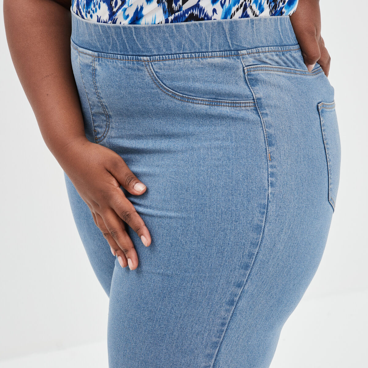 Jegging taille haute matière recyclée denim stone femme grande taille