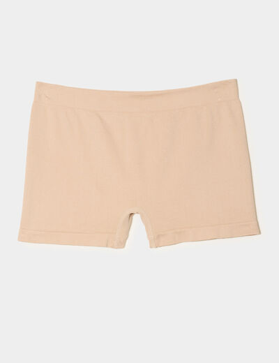 Short cycliste taille élastiquée beige femme