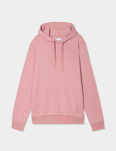 Sweat molleton à capuche hoodie vieux rose homme
