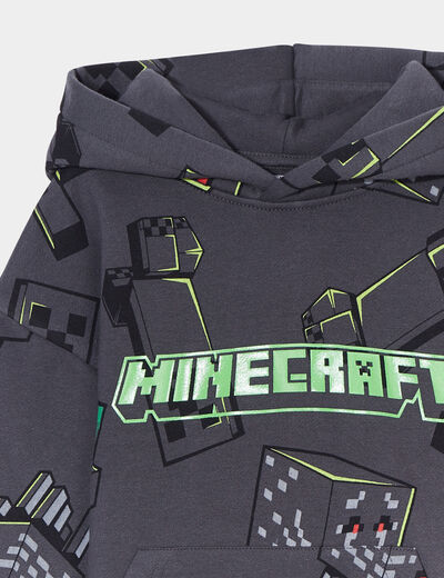 Sweat à capuche hoodie Minecraft gris foncé garçon