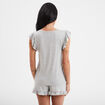 Ensemble pyjama short à volants 2 pièces gris femme