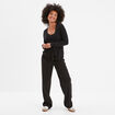 Gilet col en V boutonné noir femme