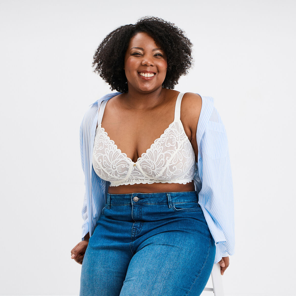 Soutien-gorge embo&icirc;tant dentelle blanc femme grande taille